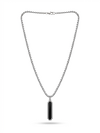 Onyx Inlay Octagonal Bar Necklace