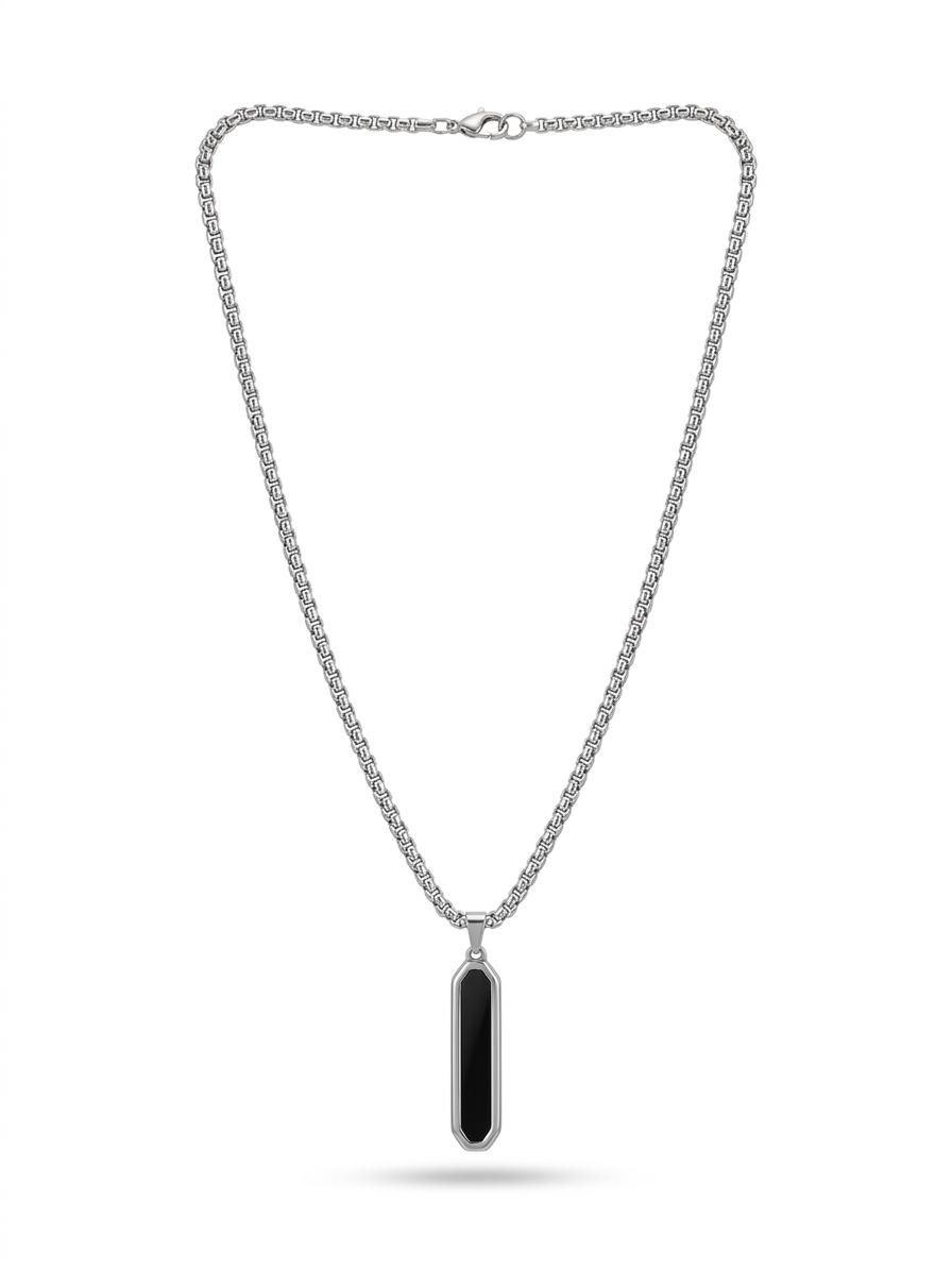 Onyx Inlay Octagonal Bar Necklace