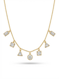 Geometric Charm Droplet Necklace - 18K Gold Plated