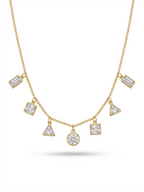 Geometric Charm Droplet Necklace - 18K Gold Plated