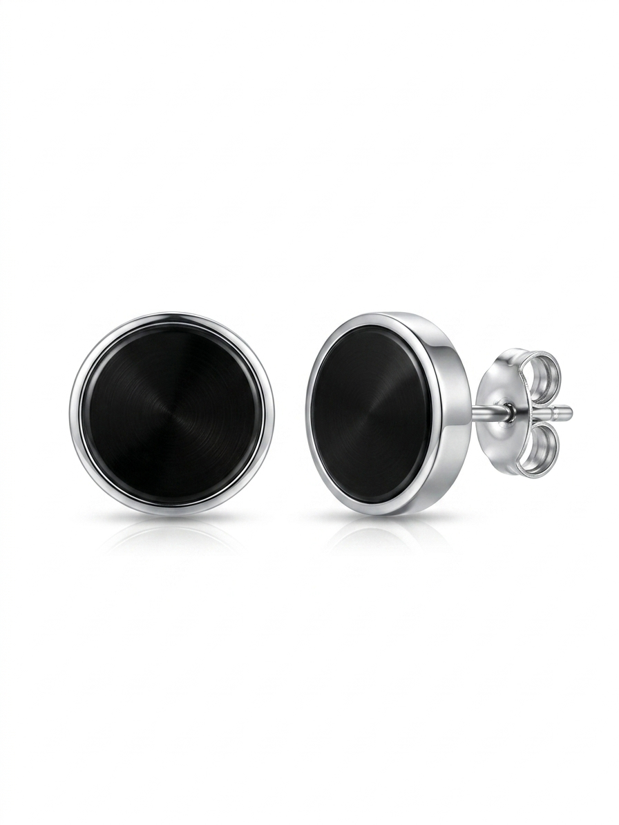 Titan Shadow & Chrome Brushed Stud Earrings