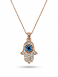 Celestial Blue Hamsa Hand Necklace - 18K Gold Plated