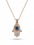 Celestial Blue Hamsa Hand Necklace - 18K Gold Plated