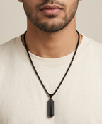 Matte Black Octagonal Pillar Necklace
