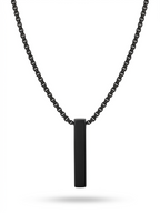 Matte Black Vertical Bar Pendant Men's Necklace