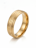 Men’s Engraved Grecian Ring - 18K Gold Plated
