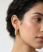 Sculpted Ribbed Dome Hoops - 18K Gold Plated