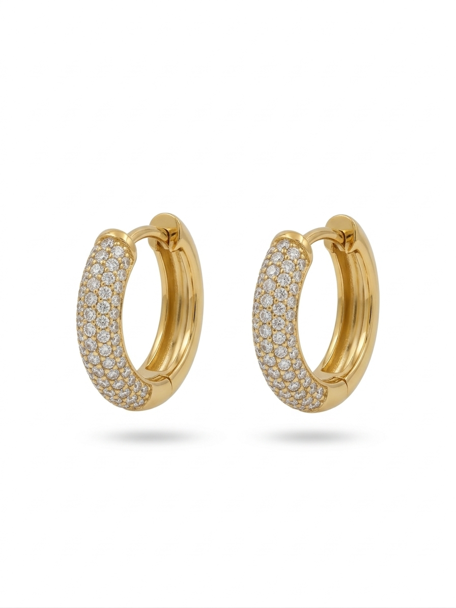 Pavé Dome Earrings - 18K Gold Plated
