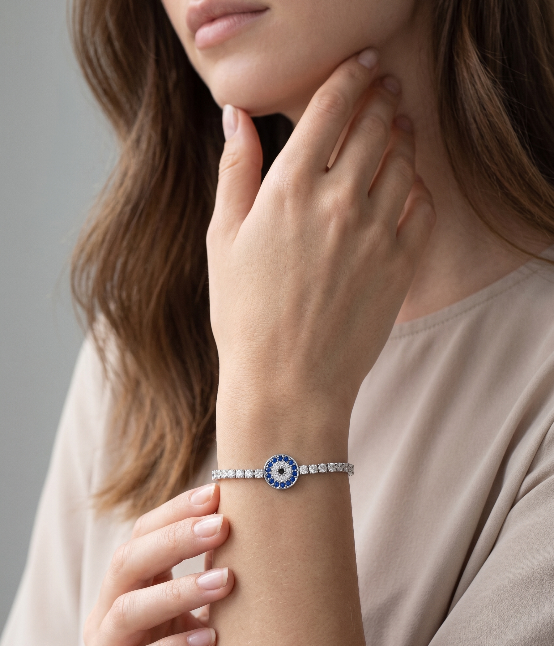 Silver Hexagonal Geometric Adjustable Bolo Bracelet