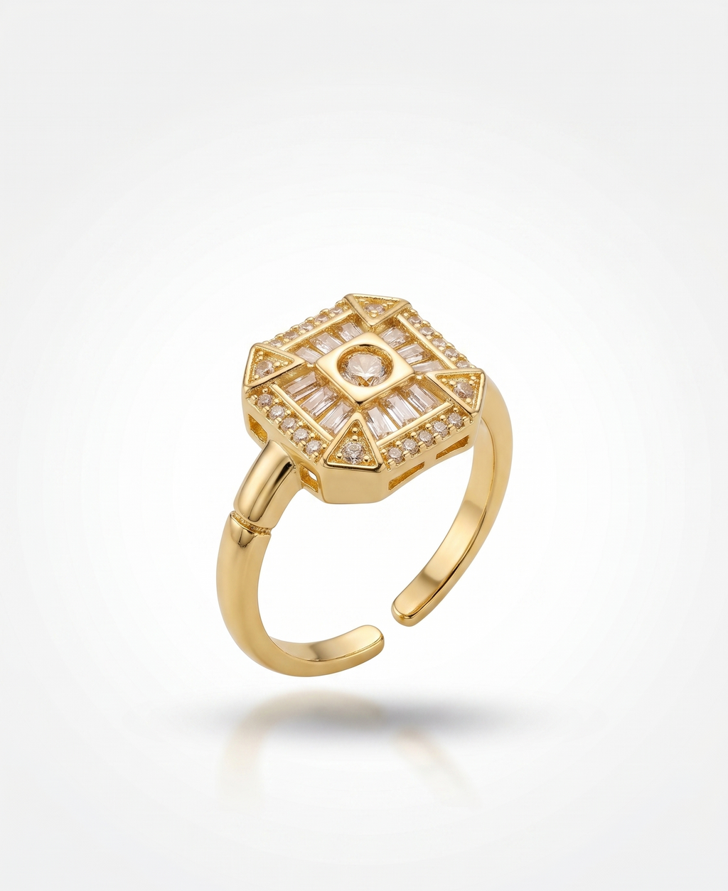 The Art Deco Mosaic Adjustable Ring - 18K Gold Plated