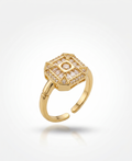 The Art Deco Mosaic Adjustable Ring - 18K Gold Plated