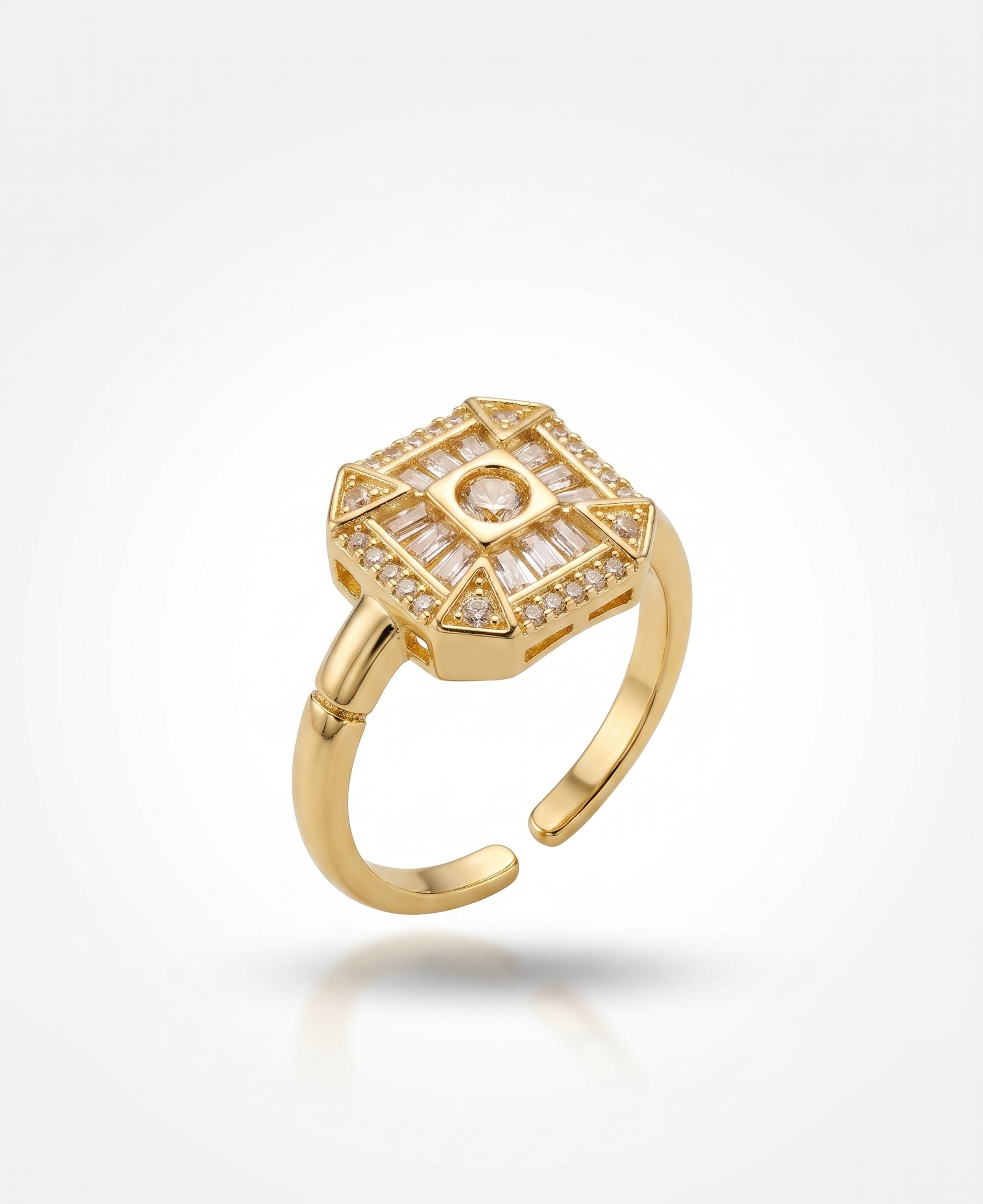 The Art Deco Mosaic Adjustable Ring - 18K Gold Plated
