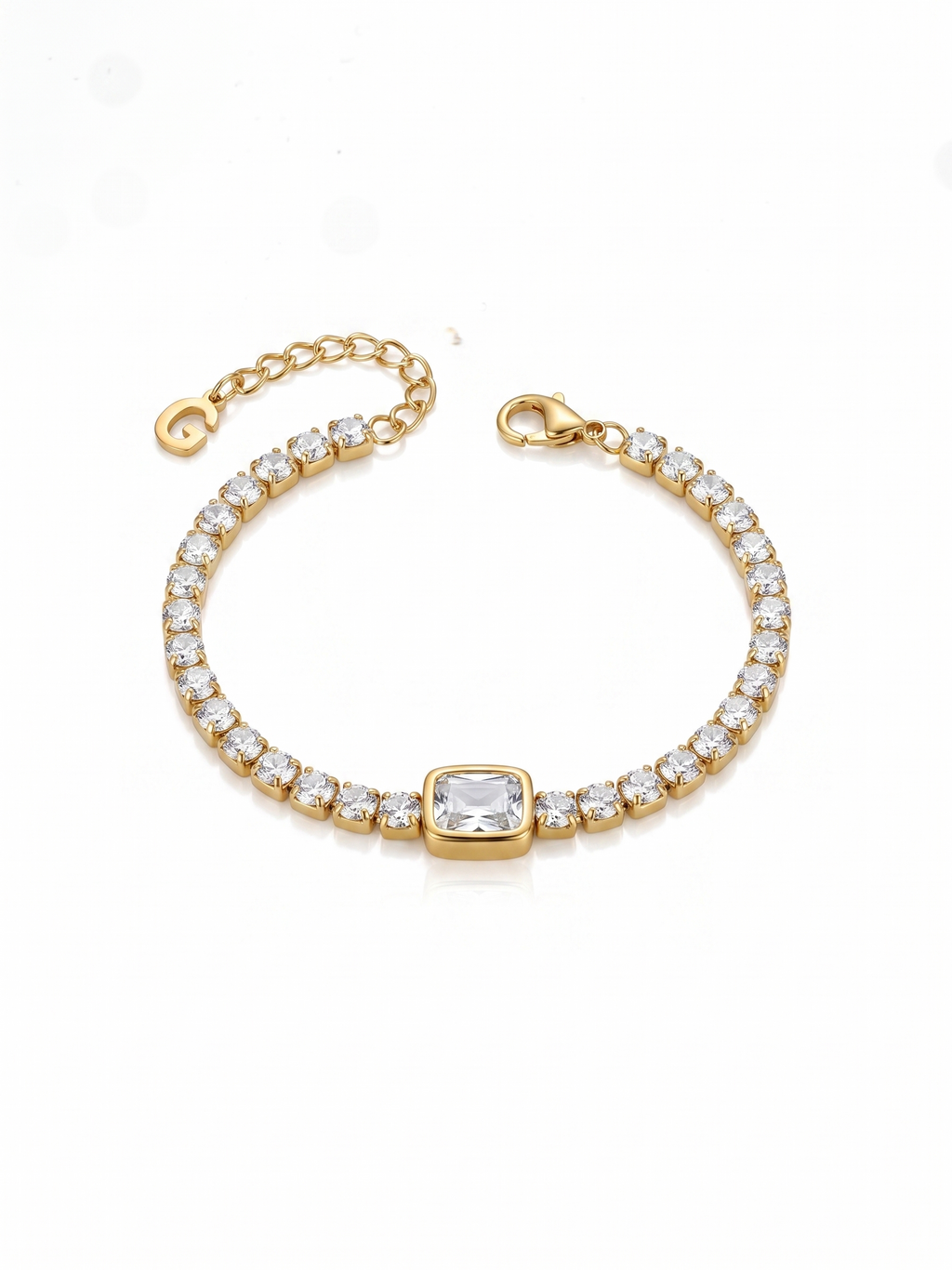 Aura Emerald-Cut Tennis Bracelet - 18K Gold Plated