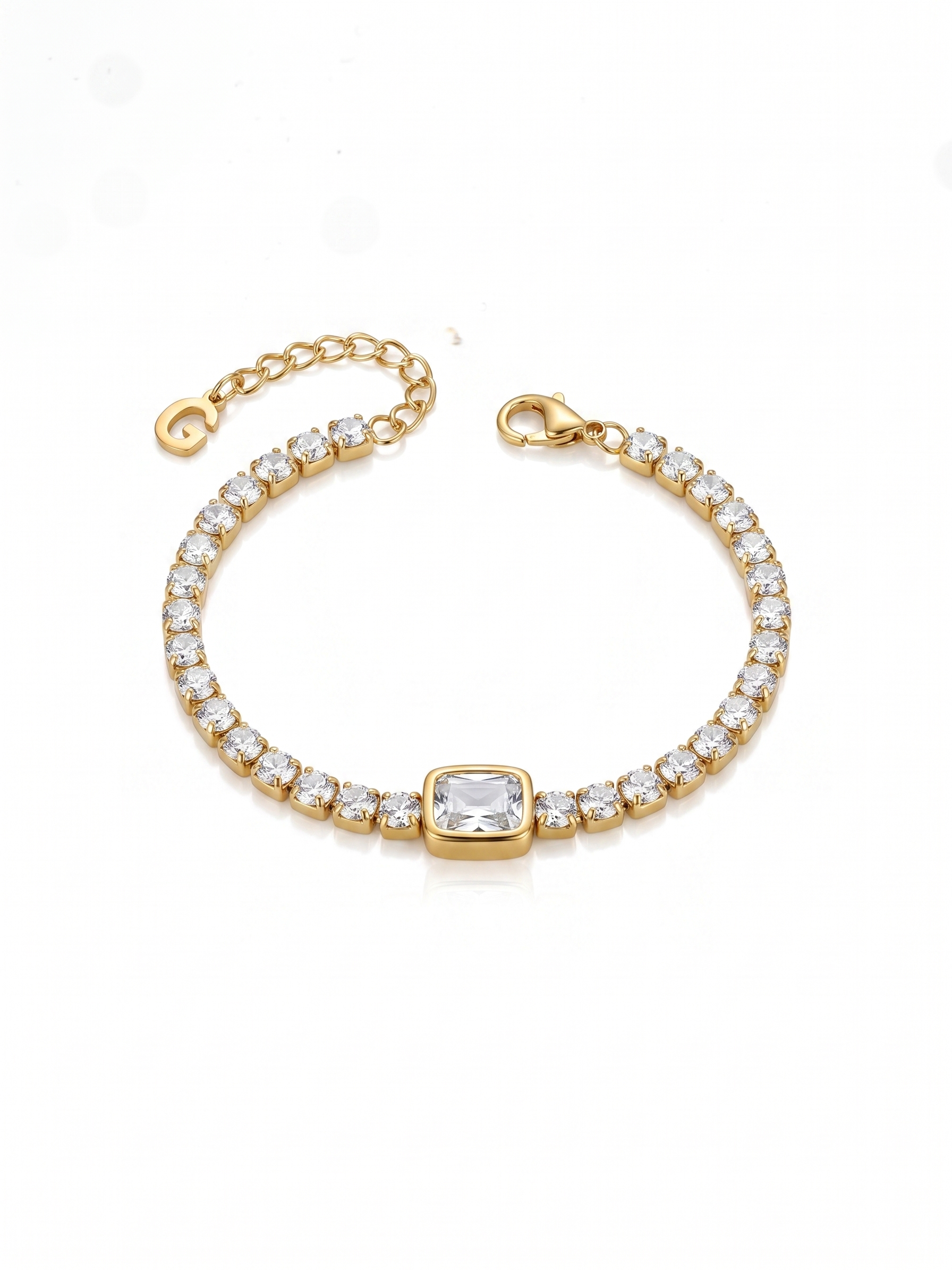 Aura Emerald-Cut Tennis Bracelet - 18K Gold Plated