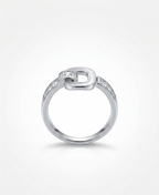 Geometric Belt-Buckle Crystal Ring