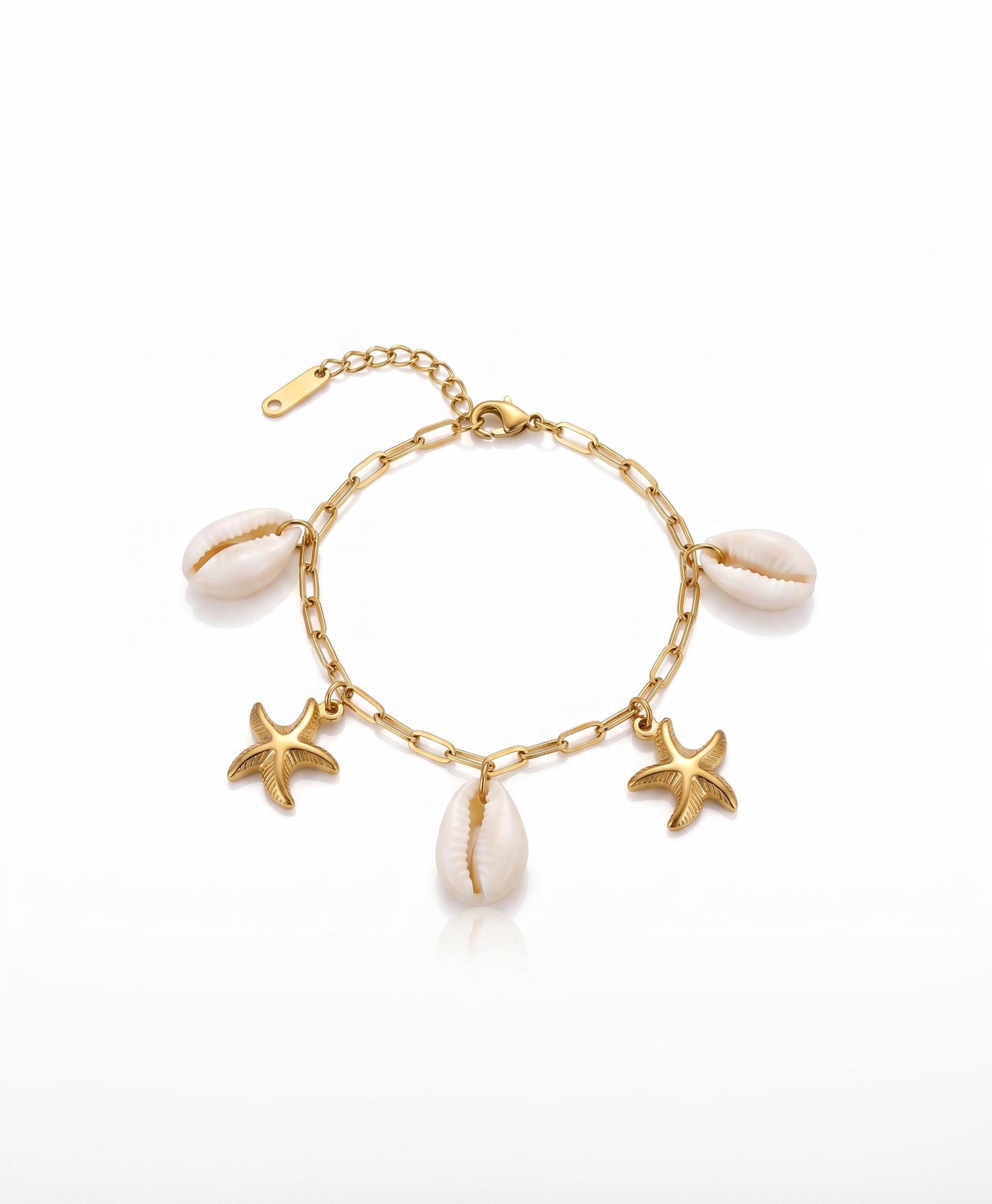 Riviera Cowrie & Starfish Charm Bracelet-18K Gold Plated