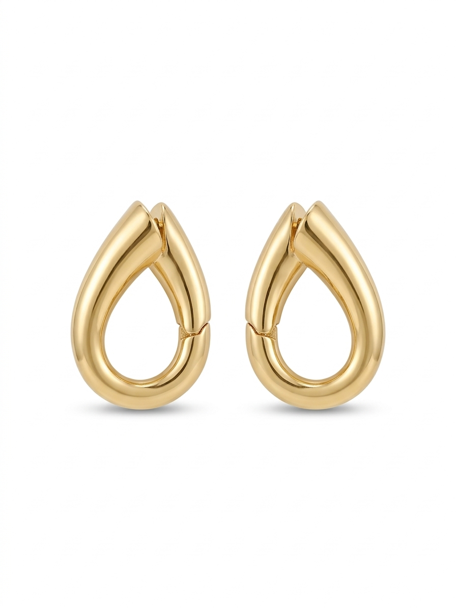 The Sculpted Teardrop Hoops - 18K Gold Plated
