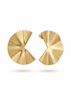 Soleil Pleated Fan Studs - 18K Gold Plated