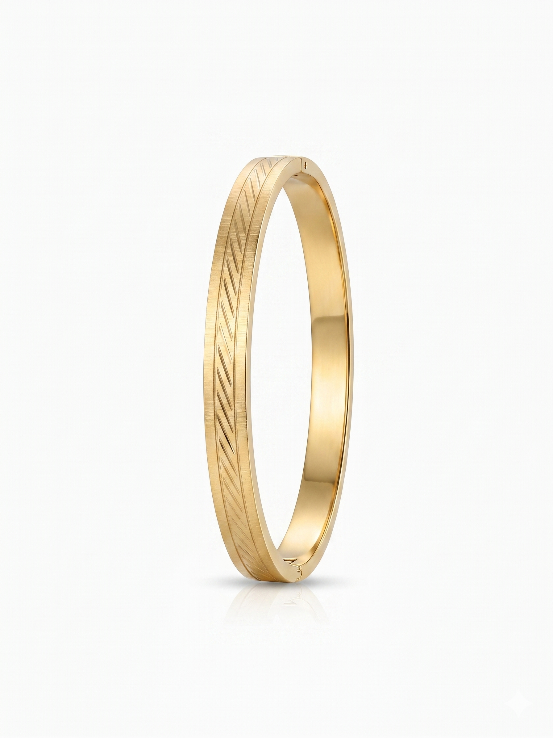 Linear Etch Gold Men's Bracelet - 18K Gold Plated