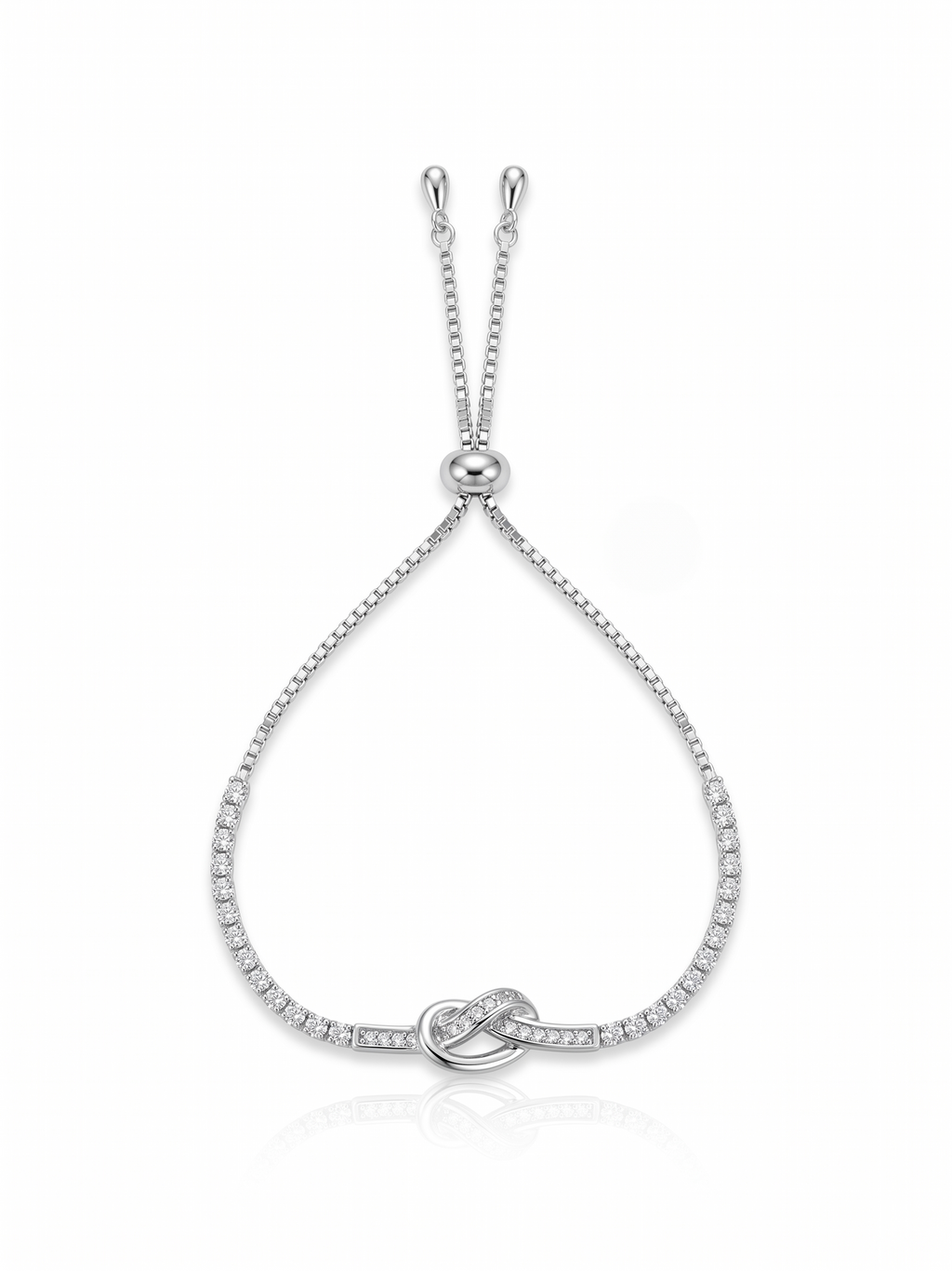 Silver Infinite Knot Baguette Adjustable Bracelet