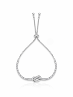 Silver Infinite Knot Baguette Adjustable Bracelet
