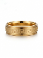 Men’s Engraved Grecian Ring - 18K Gold Plated