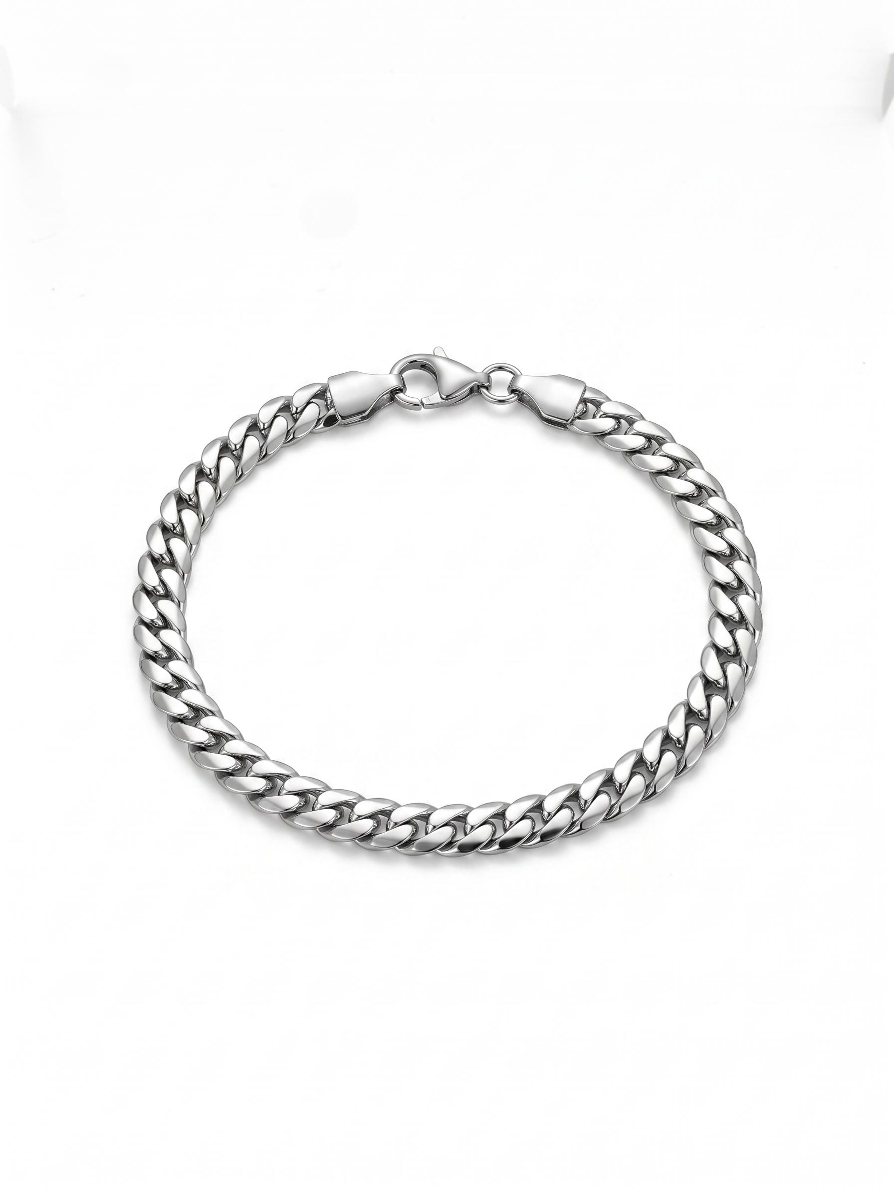 Silver-toned Cuban Chain Bracelet