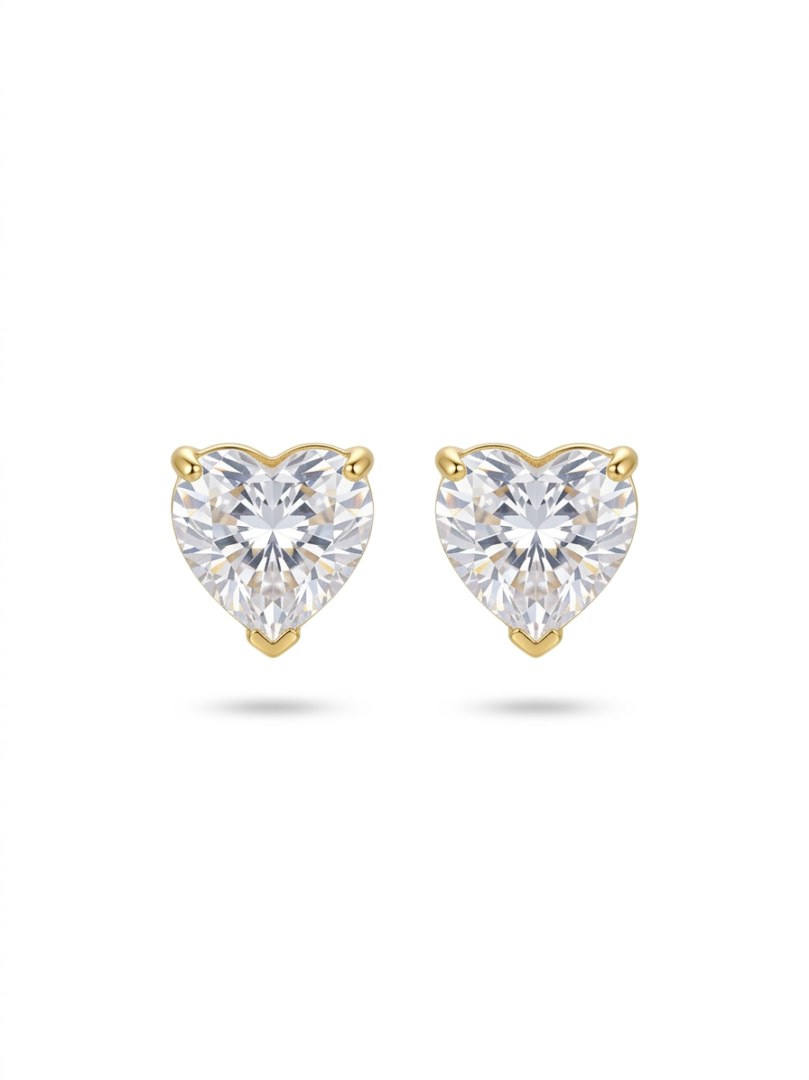 Heartfelt Solitaire Studs - 18K Gold Plated