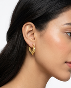 The Stippled Heart Hoops - 18K Gold Plated