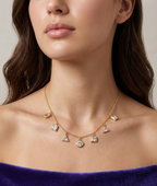 Geometric Charm Droplet Necklace - 18K Gold Plated