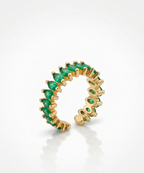 Marquise Emerald Eternity Open Ring - 18K Gold Plated