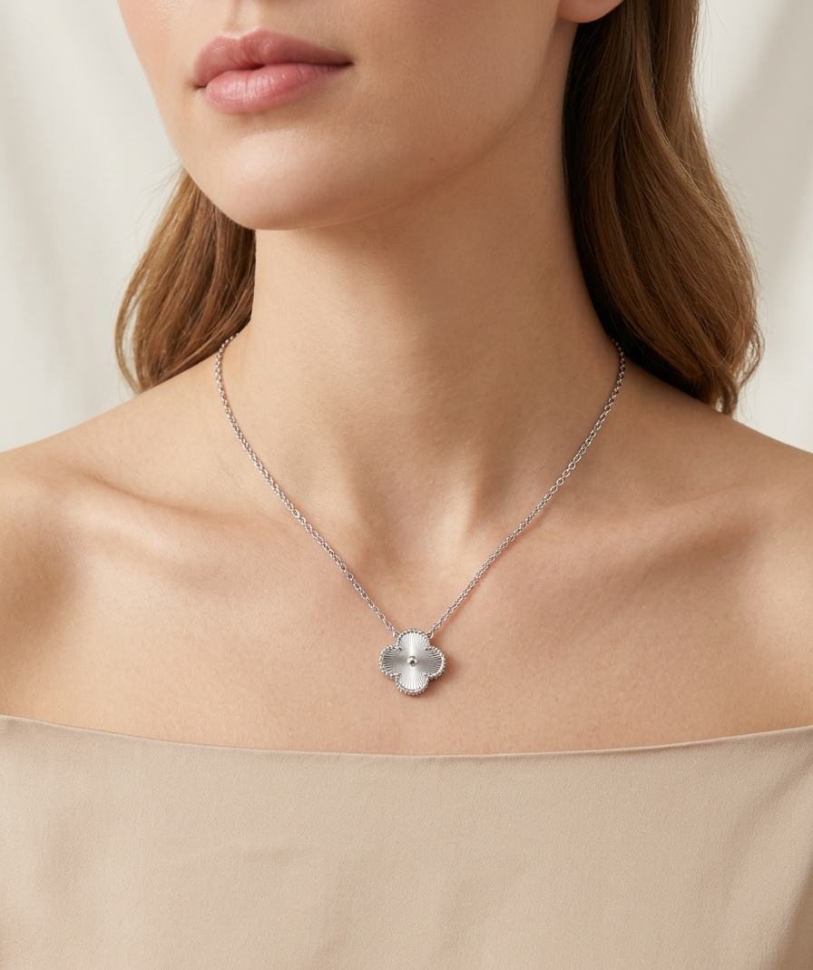 Silver Clover Pendant Necklace