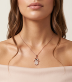 Rose Gold Pavé Hamsa Hand Evil Eye Necklace - 18K Gold Plated