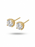 Round Solitaire Studs - 18K Gold Plated