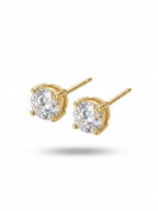 Round Solitaire Studs - 18K Gold Plated