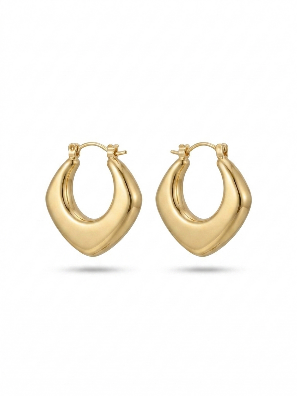 The Sculpted Diamond Hoops - 18K Gold Plated