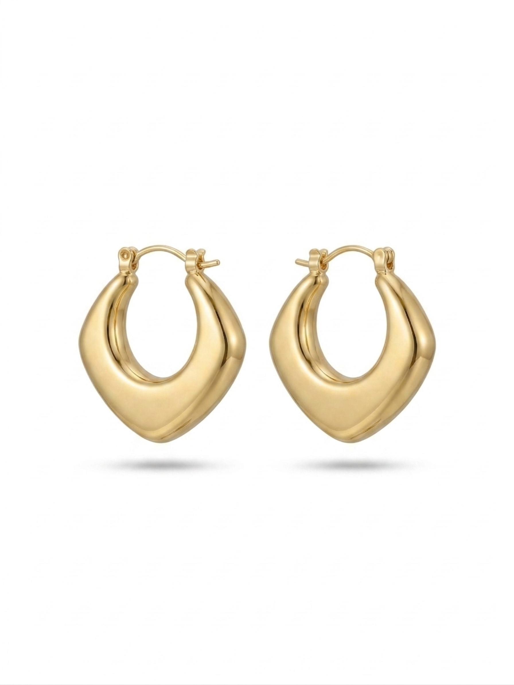 The Sculpted Diamond Hoops - 18K Gold Plated