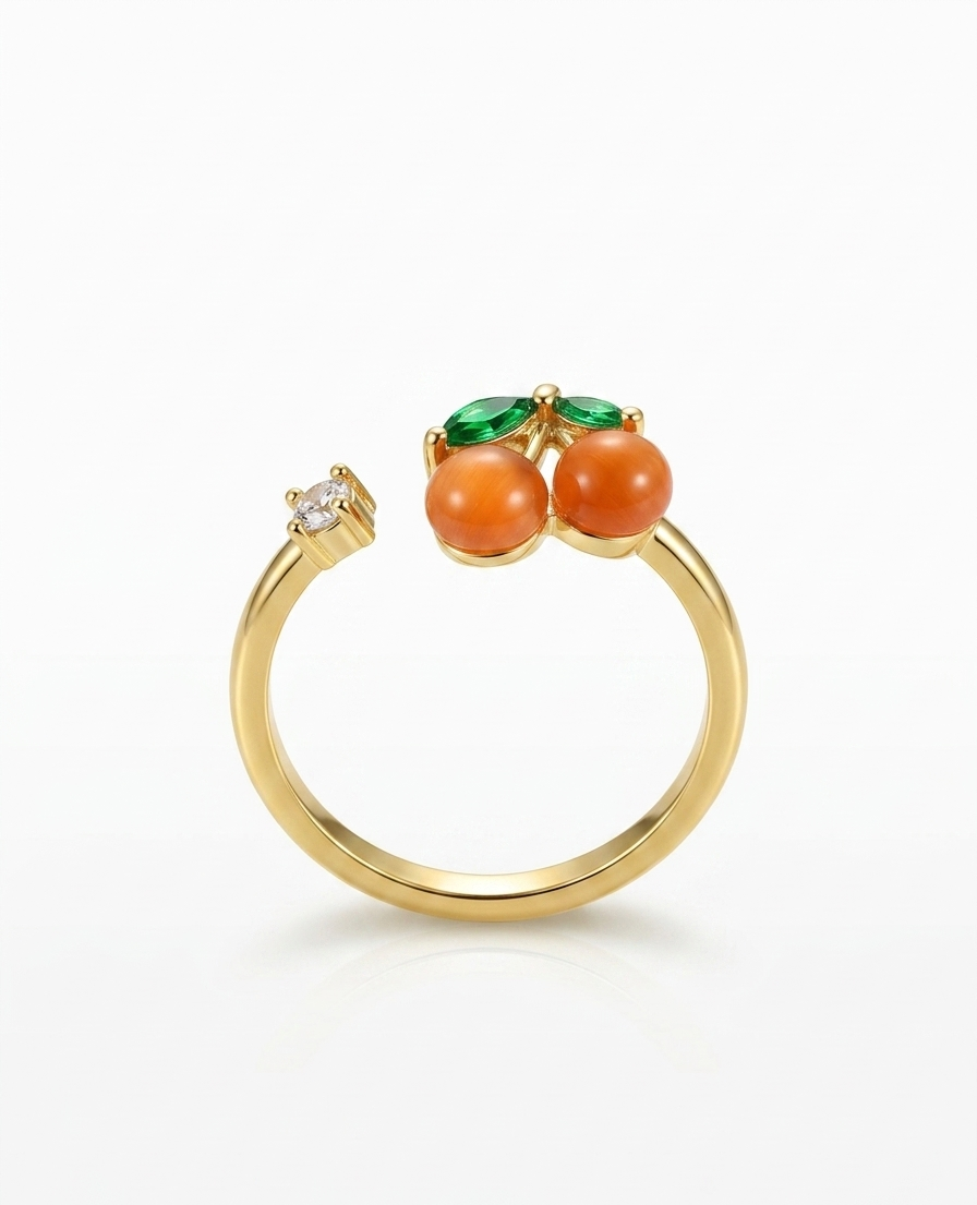 Crystal Halo Solitaire Adjustable Ring - 18K Gold Plated