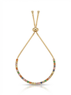Gold Multi-Color Rainbow Adjustable Bolo Bracelet