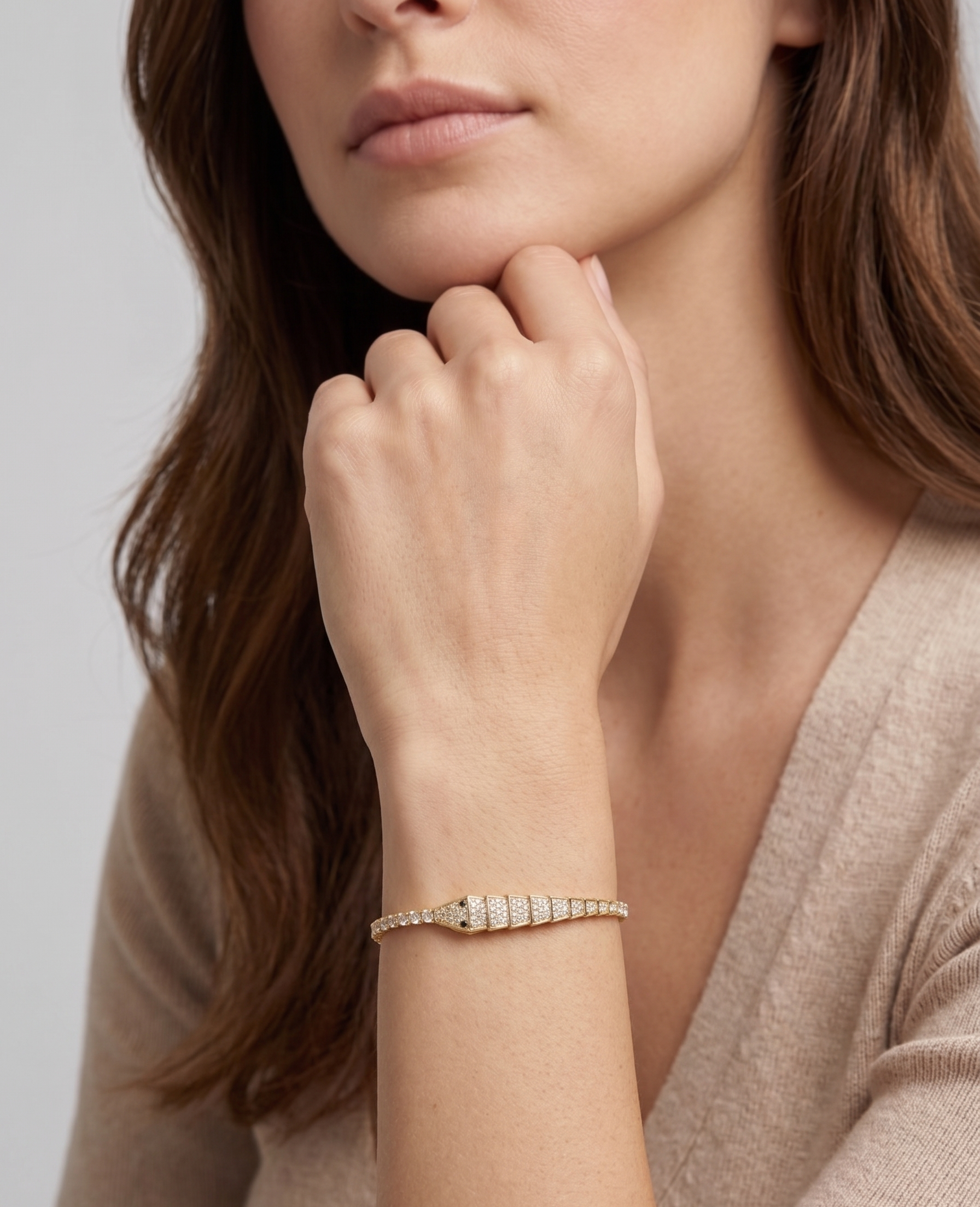 Gold Serpent Scale Adjustable Bolo Bracelet - 18K Gold Plated