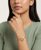 Coquette Double-Layer Bow & Herringbone Bracelet- 18K Gold Plated