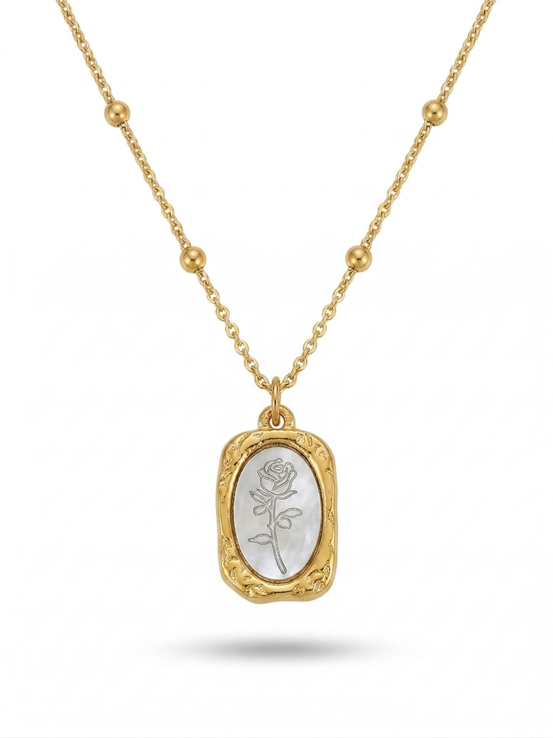 Vintage Rose Medallion Satellite Necklace - 18K Gold Plated