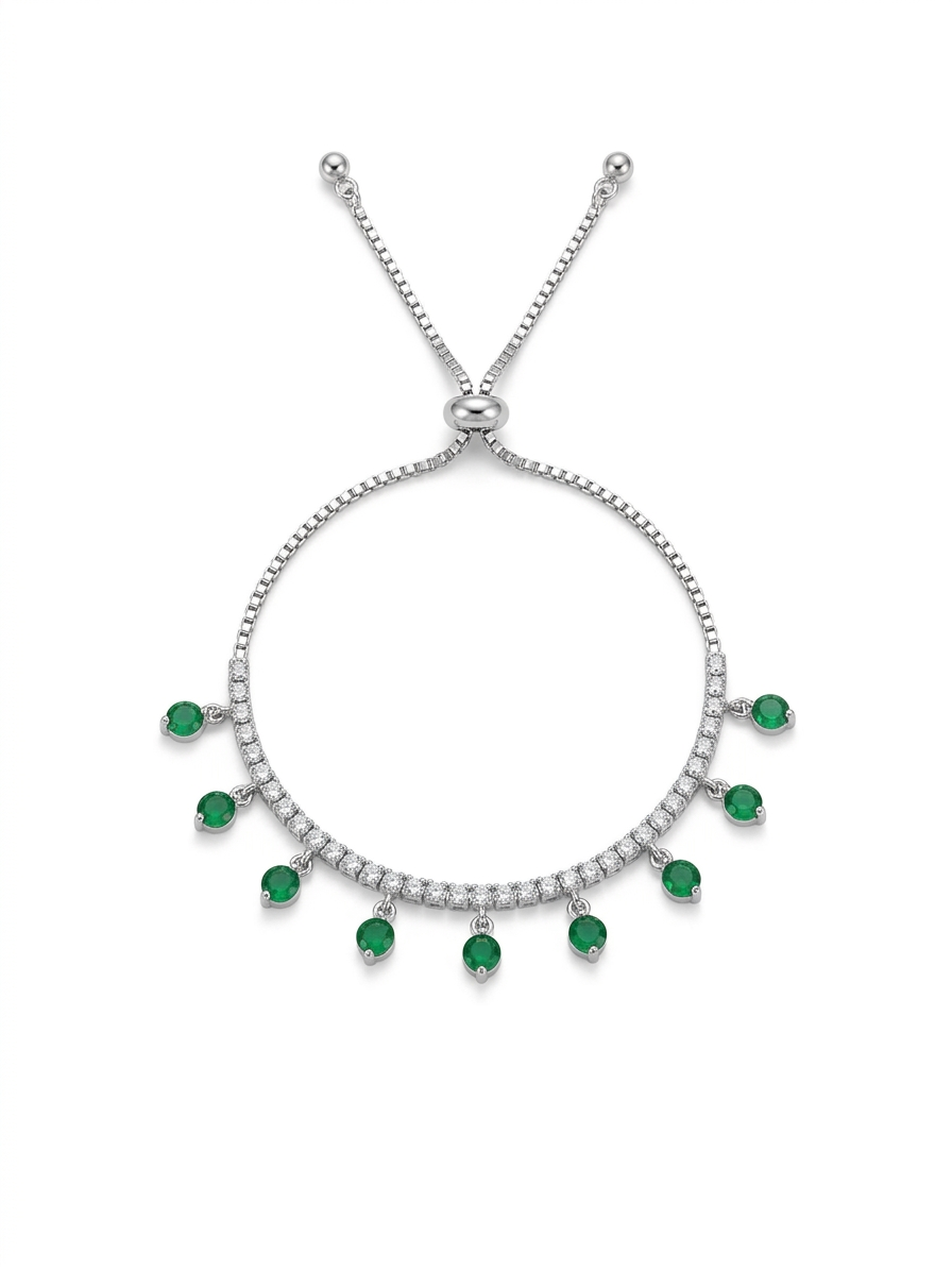 Silver Radiant Square Halo Adjustable Bolo Bracelet