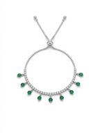 Silver Radiant Square Halo Adjustable Bolo Bracelet