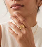 Laurel Leaf Adjustable Open Ring - 18K Gold Plated