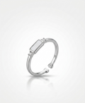 Emerald-Cut Solitaire Adjustable Silver Ring