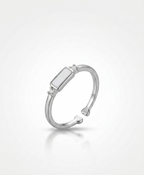 Emerald-Cut Solitaire Adjustable Silver Ring