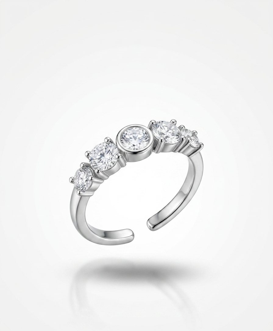 Five-Stone Crystal Stellar Open Ring