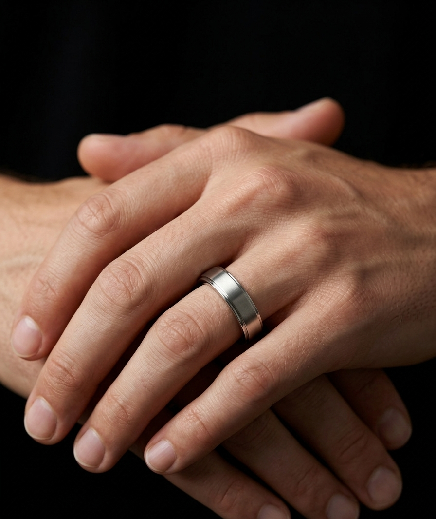 The Linear Silver Mens Ring