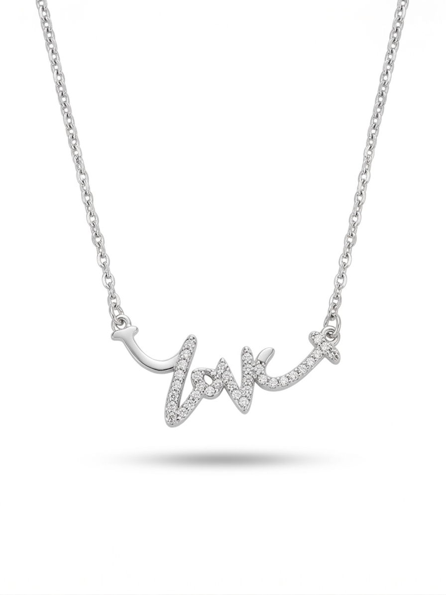 Crystal Script "Love" Pendant Necklace